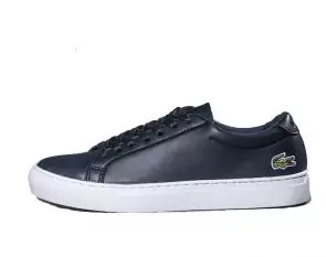 lacoste straightset baskets bleu fonce cuir